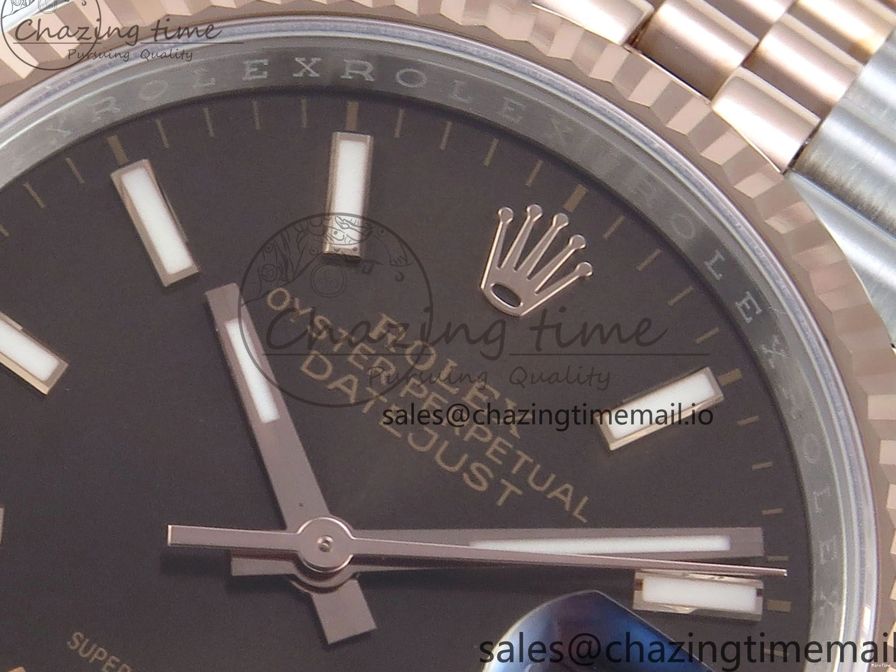 MiroTime 0204 SmoothTexture DateJust 36 126231 EWEF Best Edition Brown Dial Stick Marker on SS RG Jubilee Bracelet A 592